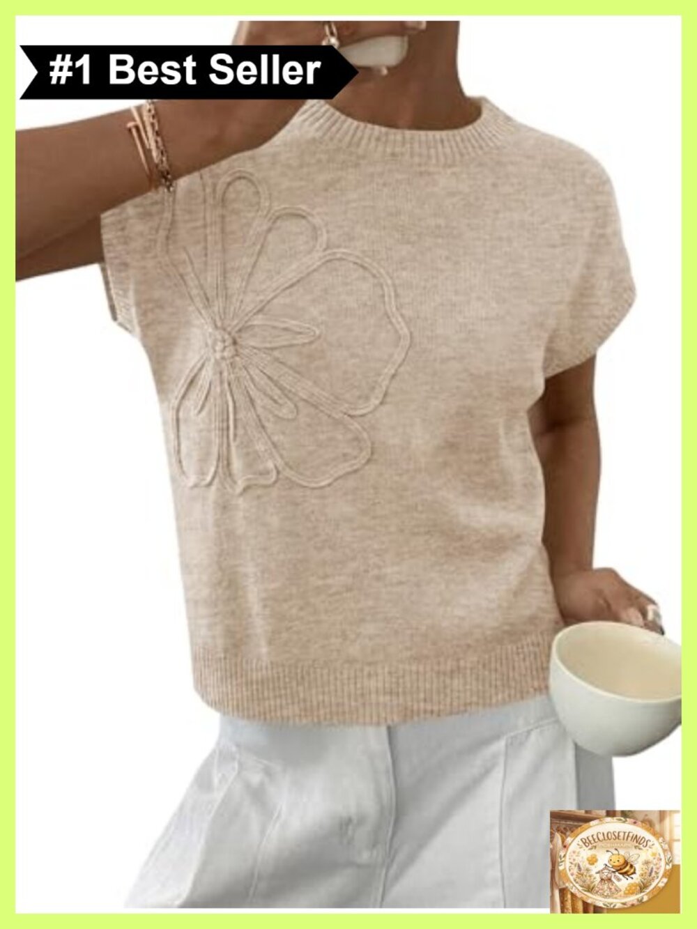Saodimallsu Womens Short Sleeve Floral Summer Sweater Lightweight Knit Top
